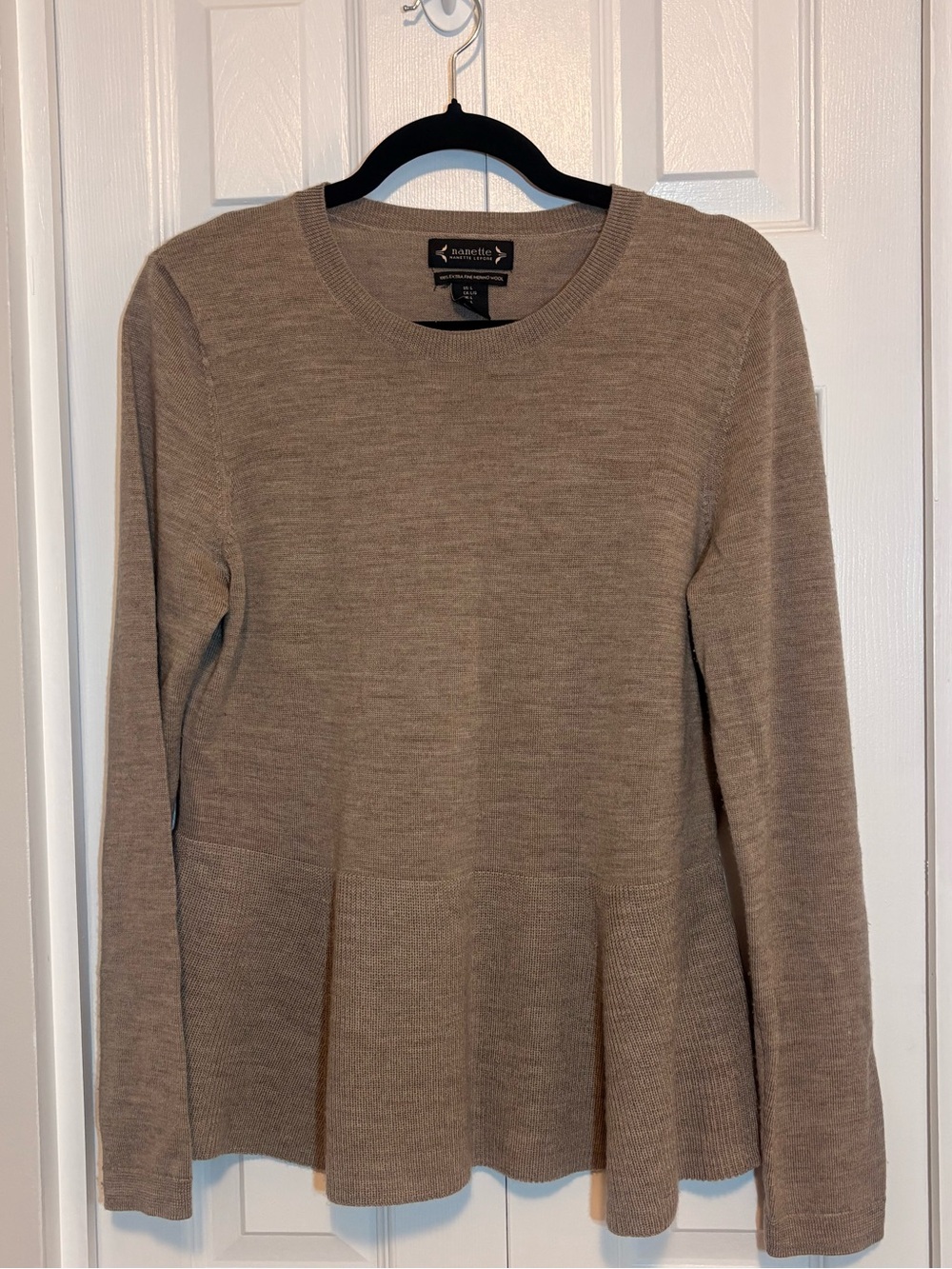 100% Merino Wool Peplum Top - Nanette Lepore